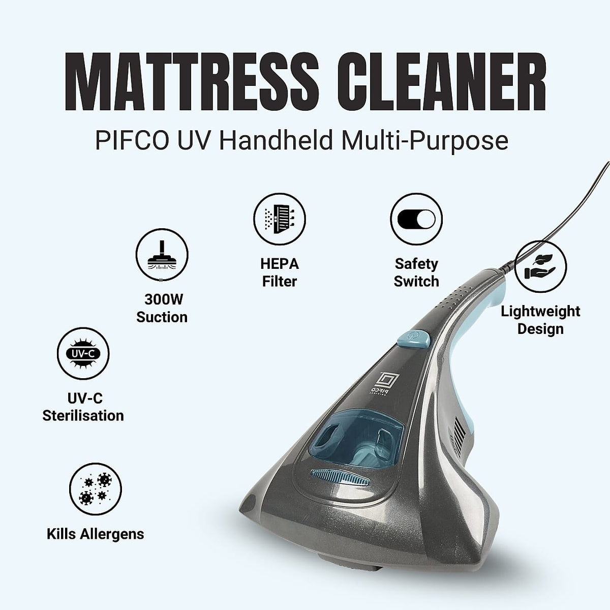 PIFCO UV Handheld Multi-Purpose Mattress Cleaner - Blue 8222750 1