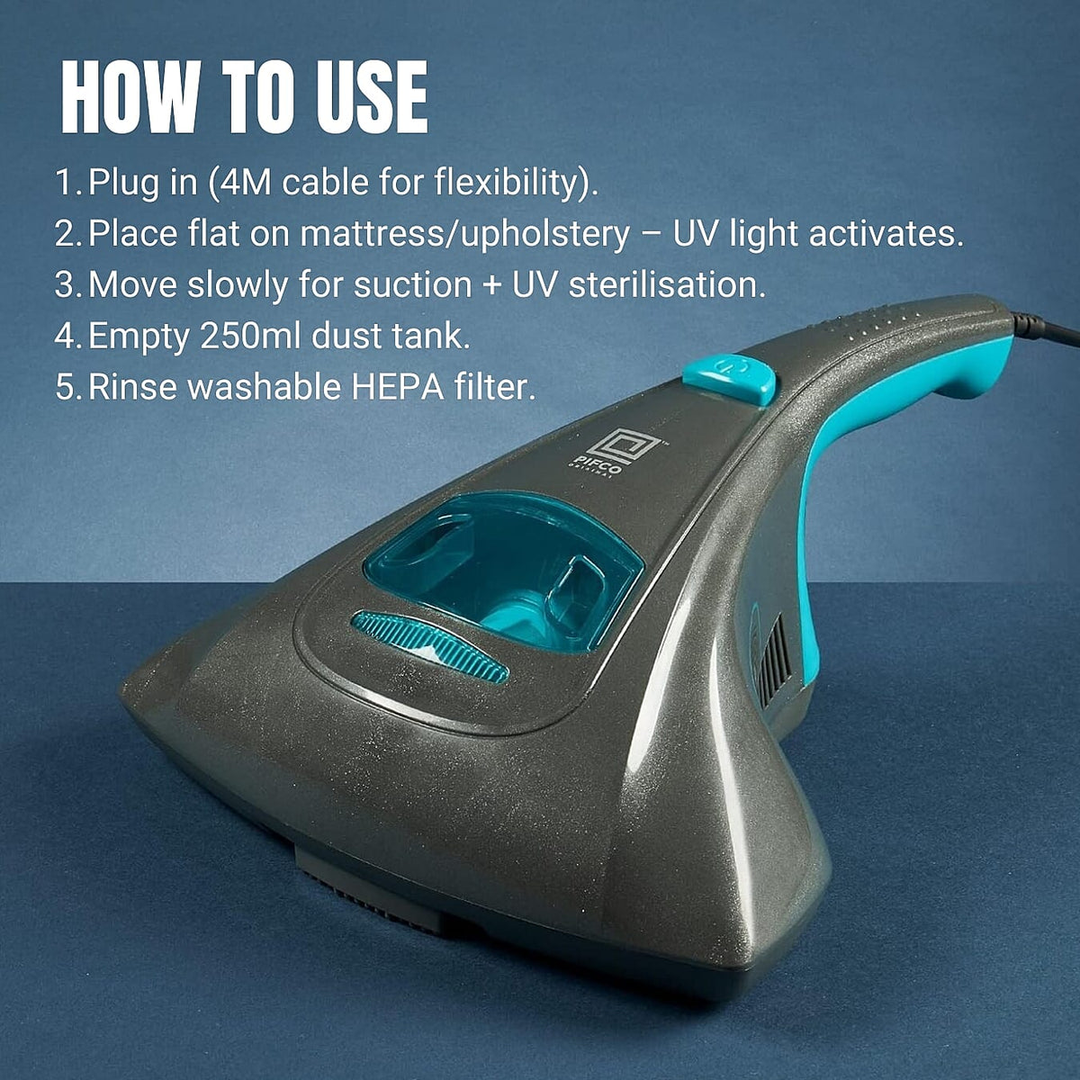 PIFCO UV Handheld Multi-Purpose Mattress Cleaner - Blue 8222750 2