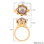GP Multi Color Edison Pearl, Kanchanaburi Blue Sapphire & Multi-Tourmaline Ring in Yellow Gold Plated Sterling Silver 9.77 Ct, Silver Wt. 5.50 Gms._8223567_5