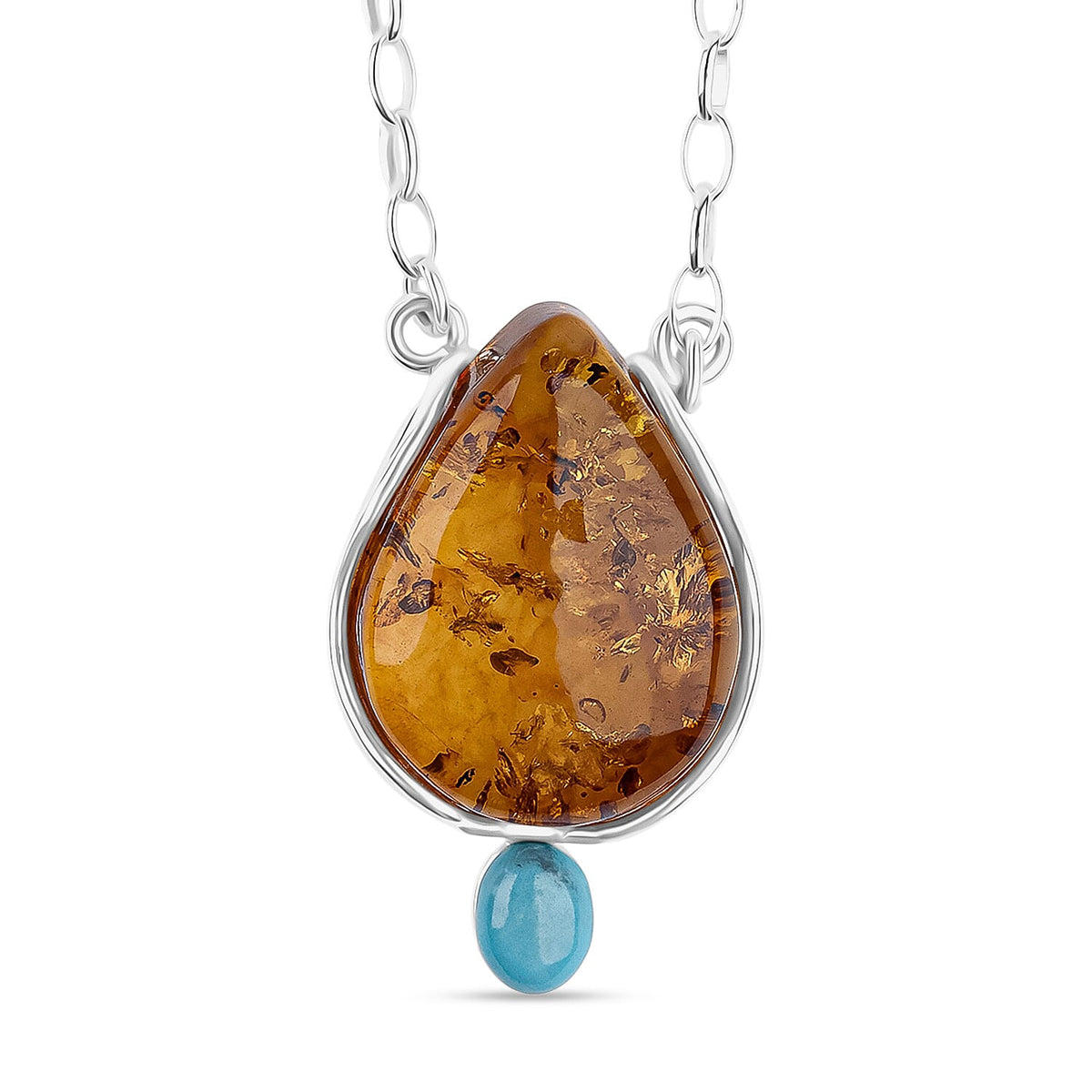 Amber, Sleeping Beauty Turquoise Necklace (Size - 20) with Lobster Clasp in Sterling Silver, 17 Ct. V32512871 0