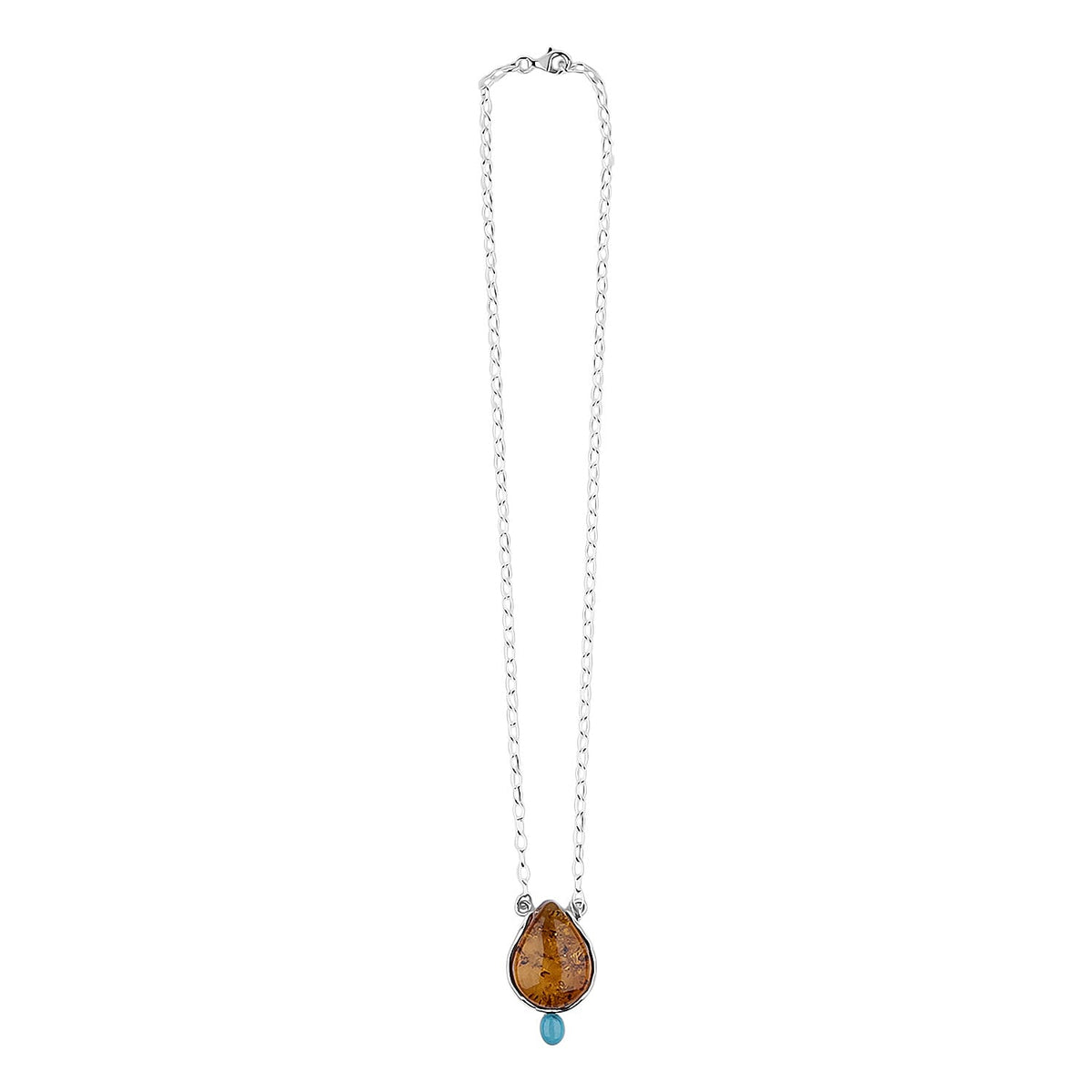 Amber, Sleeping Beauty Turquoise Necklace (Size - 20) with Lobster Clasp in Sterling Silver, 17 Ct. V32512871 1