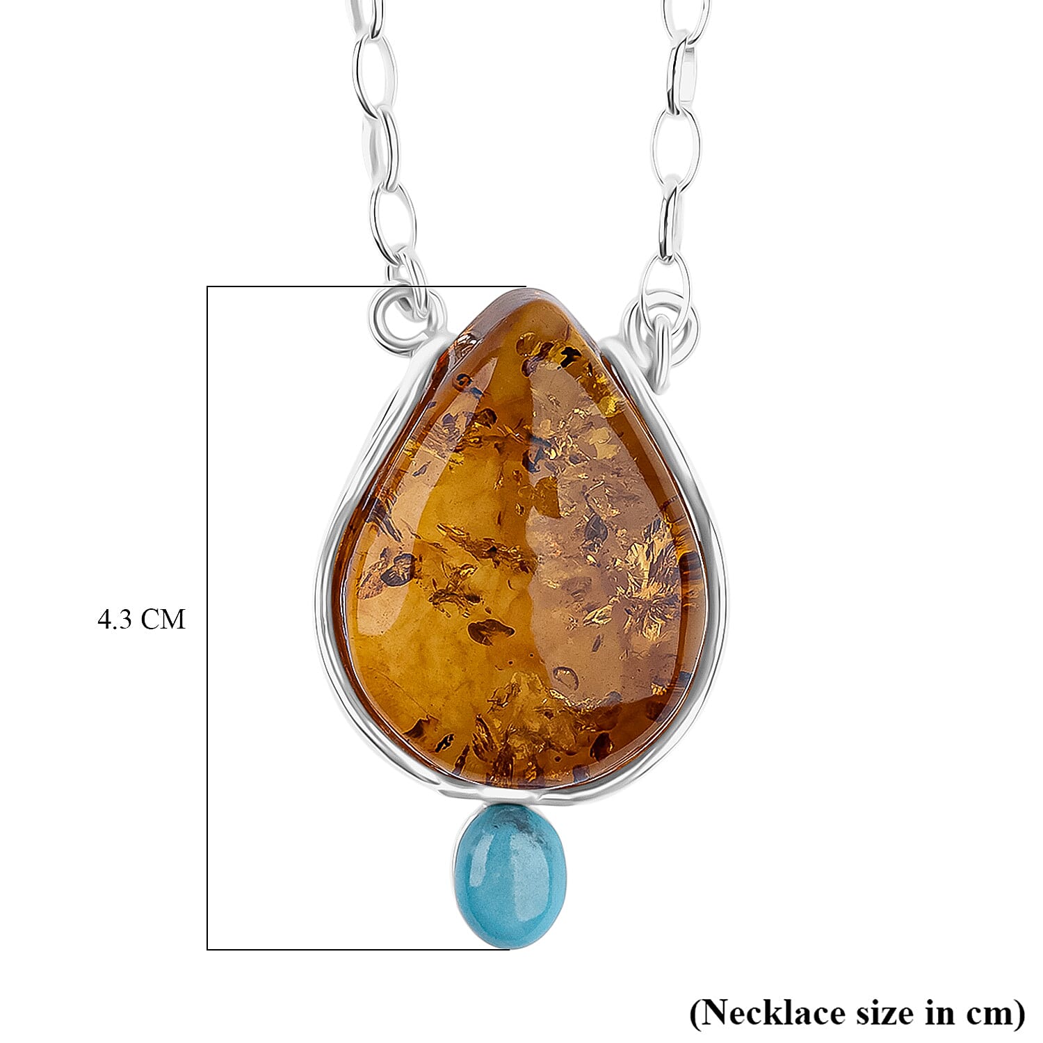 Amber, Sleeping Beauty Turquoise Necklace (Size - 20) with Lobster Clasp in Sterling Silver, 17 Ct. V32512871 3