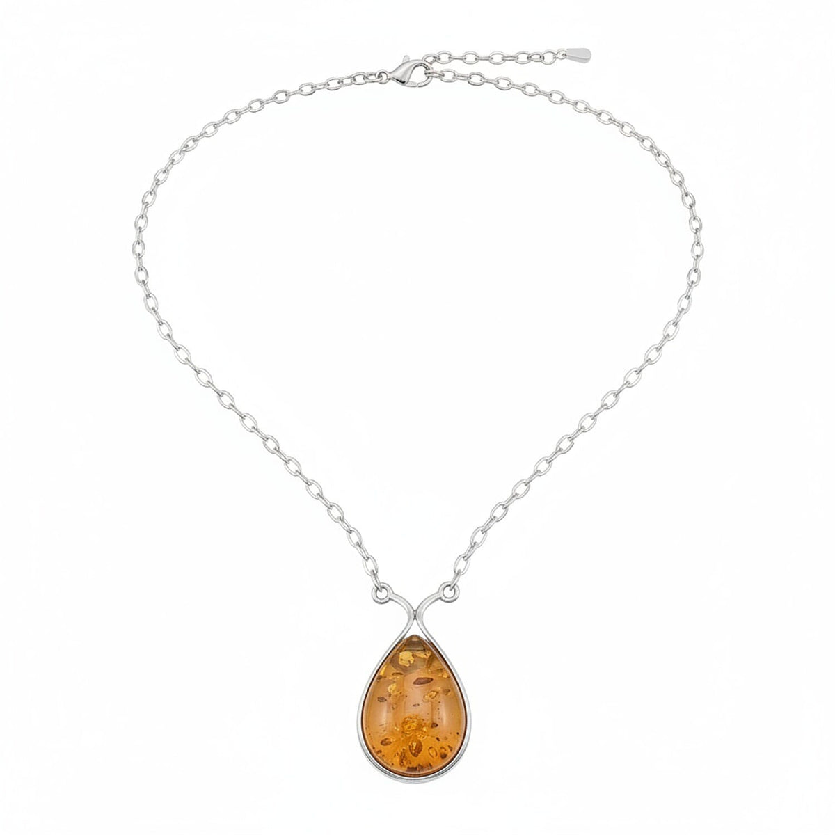 Baltic Amber Necklace (Size - 18) with Lobster Clasp in Sterling Silver 20.00 Ct. V32571124 0