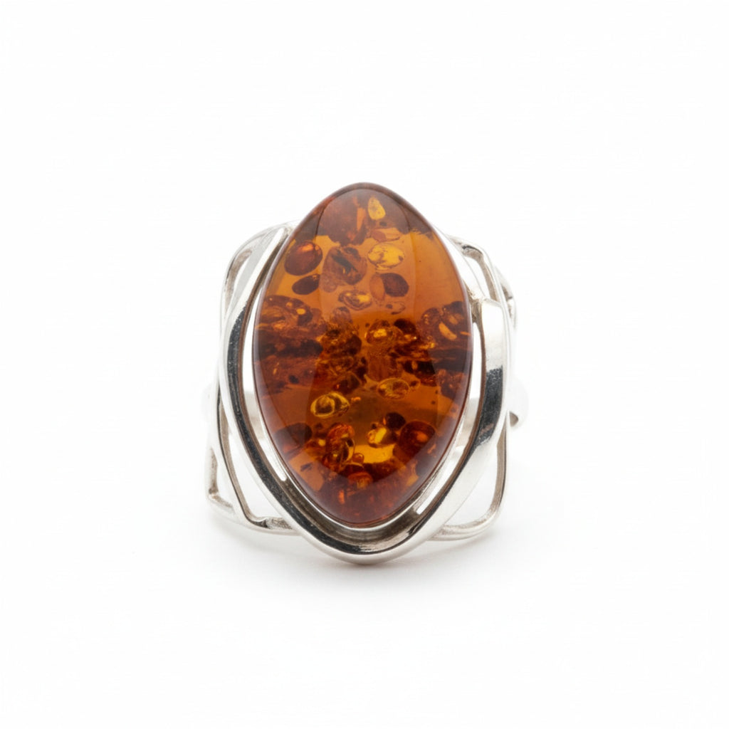Amber Ring Sterling Silver 16.00 Ct, Silver Wt. 10.00 Gms._8224020