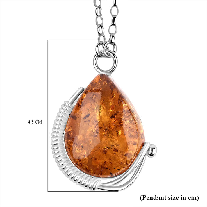 Amber Solitaire Necklace (Size - 20) with Lobster Clasp in Sterling Silver 20 Ct. 8224024 2