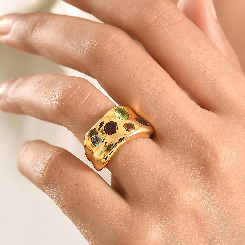 EverTrue - African Amethyst & Multi Gemstones Ring in Yellow Gold Tone 2.14 Ct._8224197_2