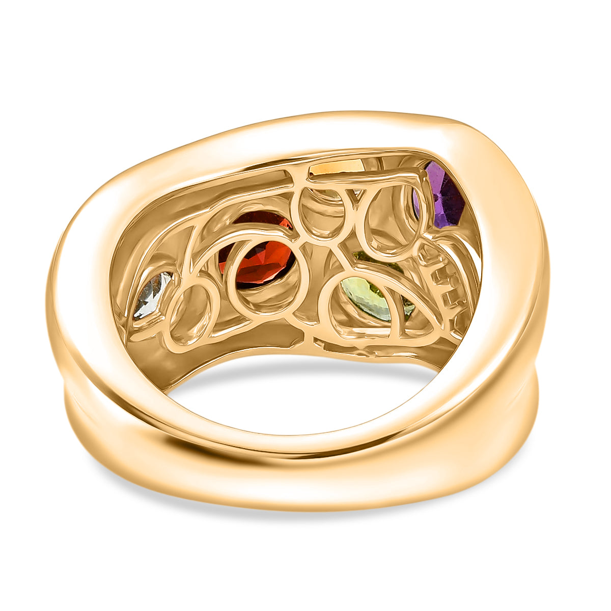 EverTrue - African Amethyst &amp; Multi Gemstones Ring in Yellow Gold Tone 2.14 Ct. V32358906 5