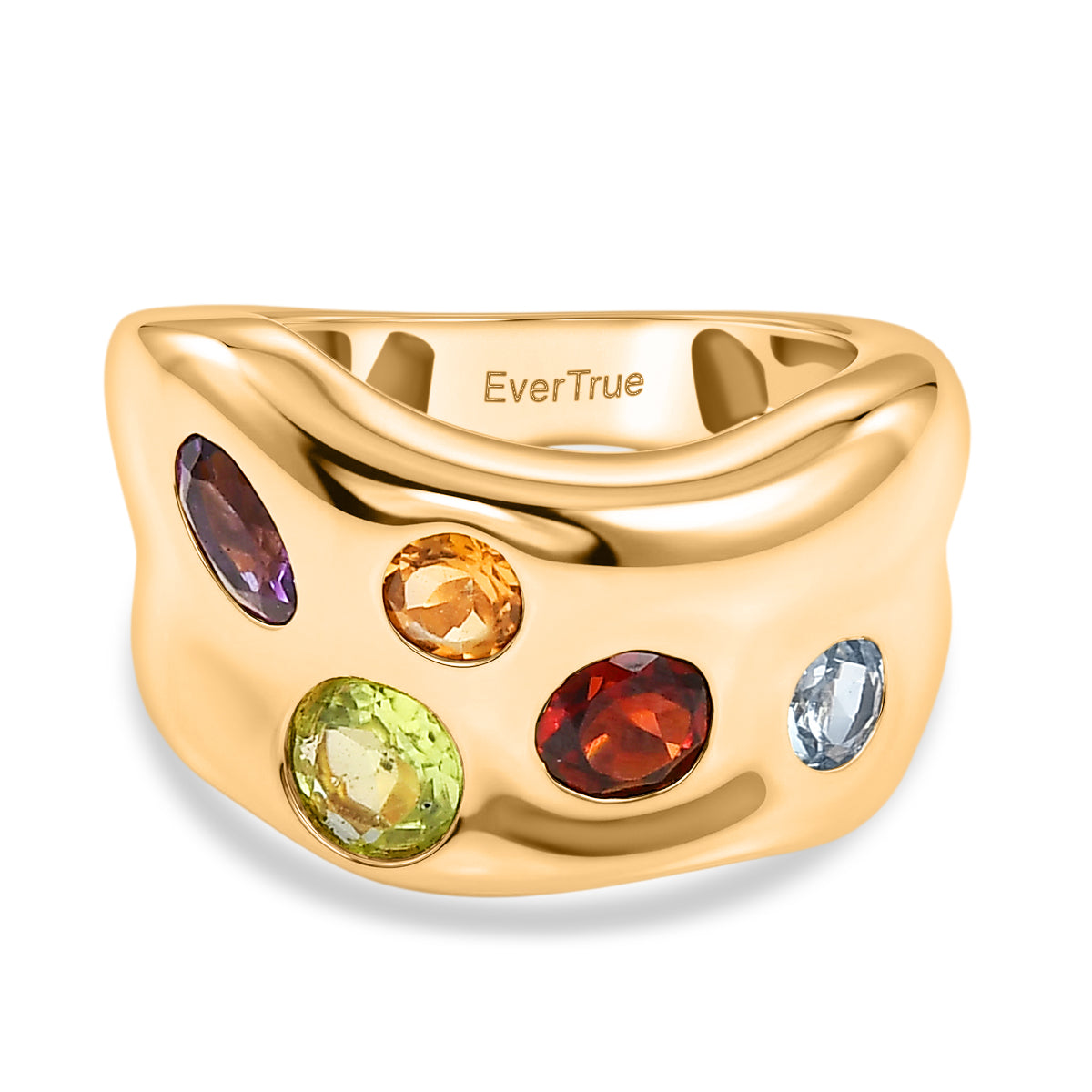 EverTrue - African Amethyst &amp; Multi Gemstones Ring in Yellow Gold Tone 2.14 Ct. V32358906 0
