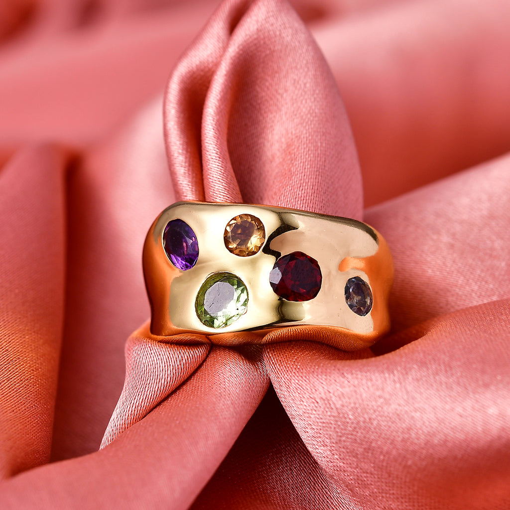 EverTrue - African Amethyst & Multi Gemstones Ring in Yellow Gold Tone 2.14 Ct._8224198_1