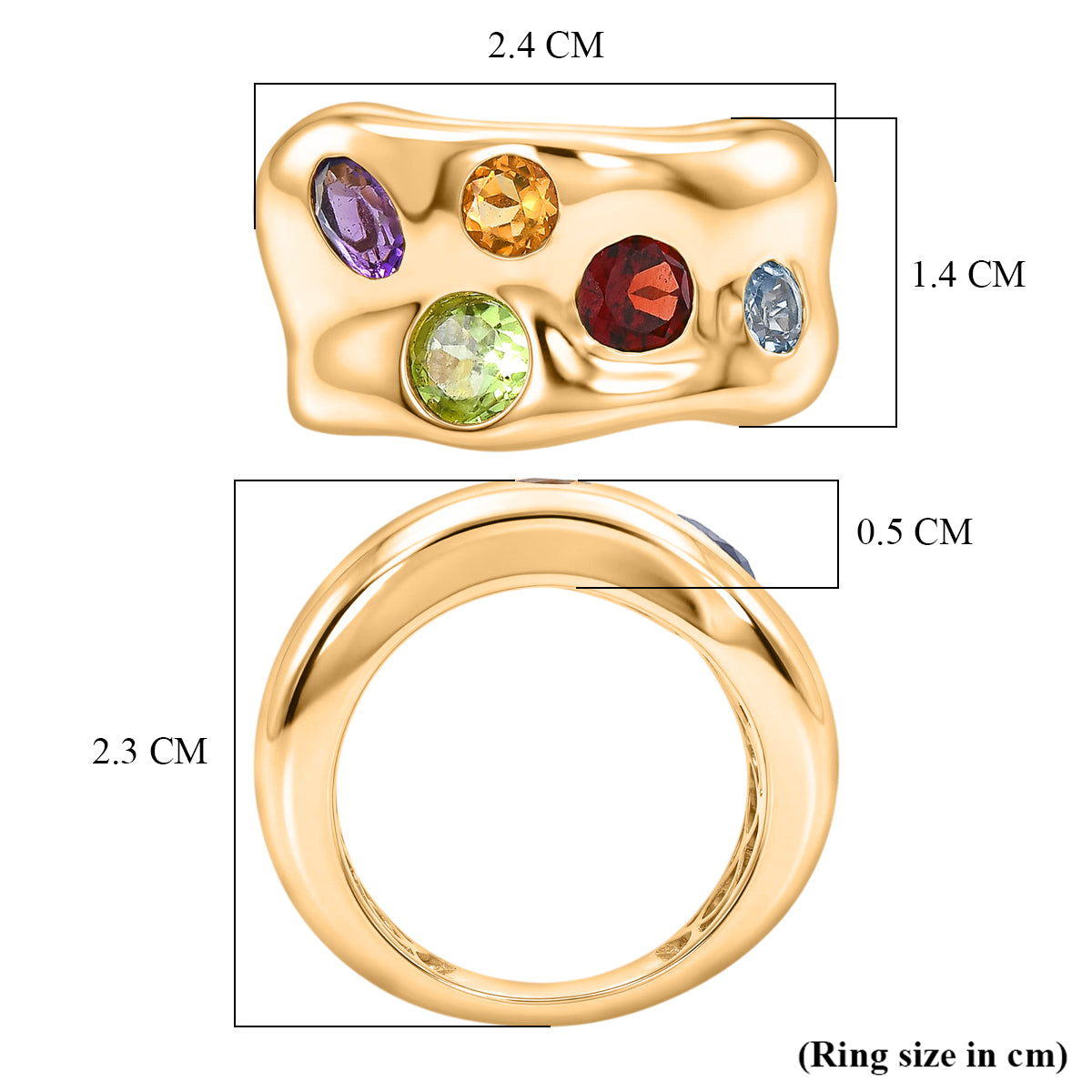 EverTrue - African Amethyst &amp; Multi Gemstones Ring in Yellow Gold Tone 2.14 Ct. V32514521 6