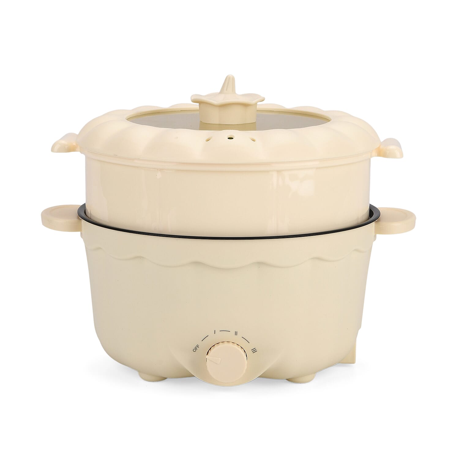 Bliss &amp; Beyond Electric Hot Pot, Frying, Stewing, And Stir-Fry Functions, Adjustable Temperature (2.5 Liters) - Beige 8225537 0