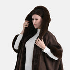 La Marey Signature Faux Fur Poncho with Tassels (110 x 90 cm) - Brown_8225663_5