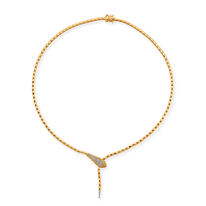 LUXURIANT Lab Grown Diamond Serpentine Necklace (Size 20) in 18K Vermeil Yellow Gold Plated Sterling Silver (SI-GH) 8225766 1