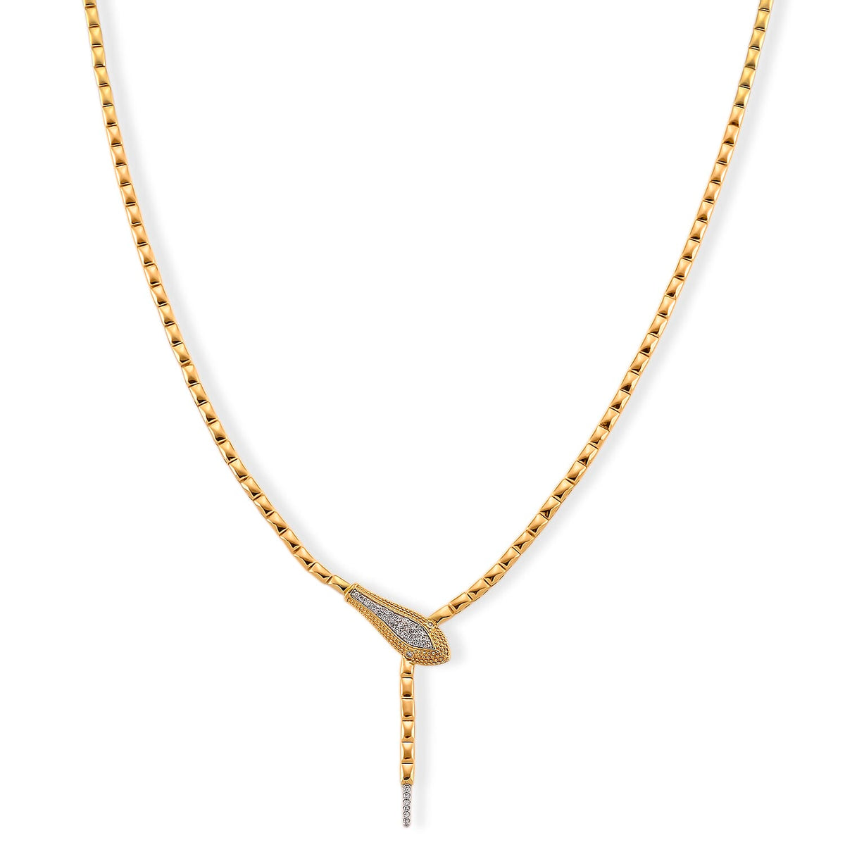 LUXURIANT Lab Grown Diamond Serpentine Necklace (Size 20) in 18K Vermeil Yellow Gold Plated Sterling Silver (SI-GH) 8225766 4