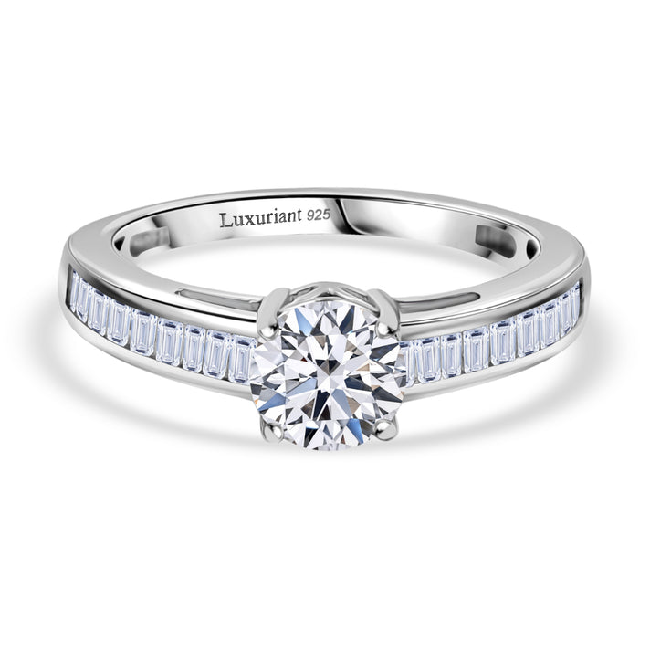 LUXURIANT 1.50 Ct. Lab Grown Diamond Ring in Rhodium Overlay Sterling Silver SGL Certified (SI-GH) 8225826 1