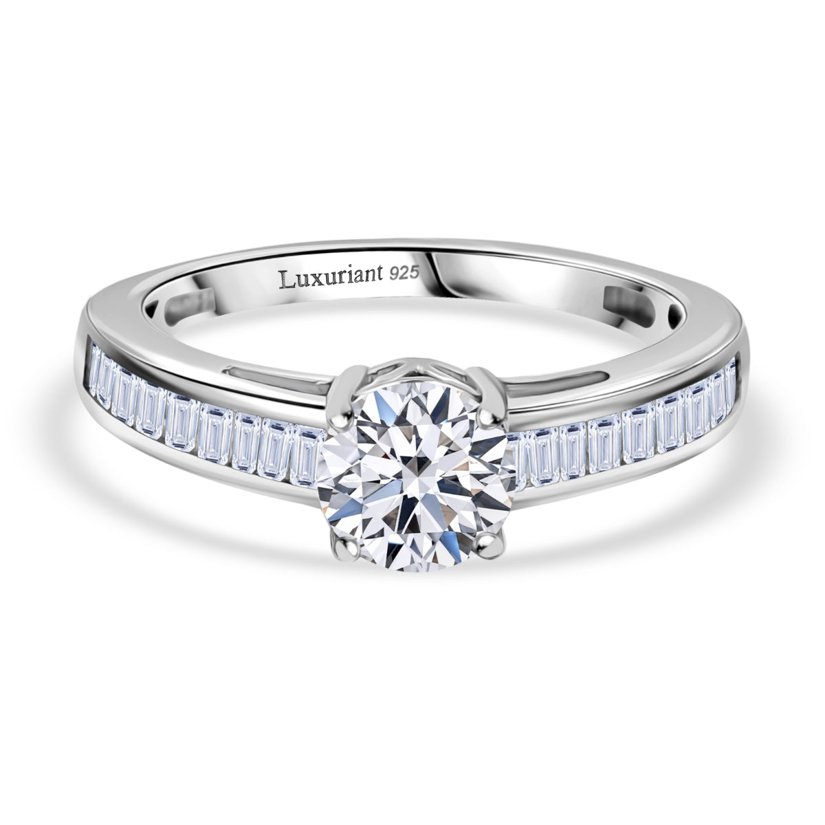 LUXURIANT 1.50 Ct. Lab Grown Diamond Ring in Rhodium Overlay Sterling Silver SGL Certified (SI-GH) V32627541 0