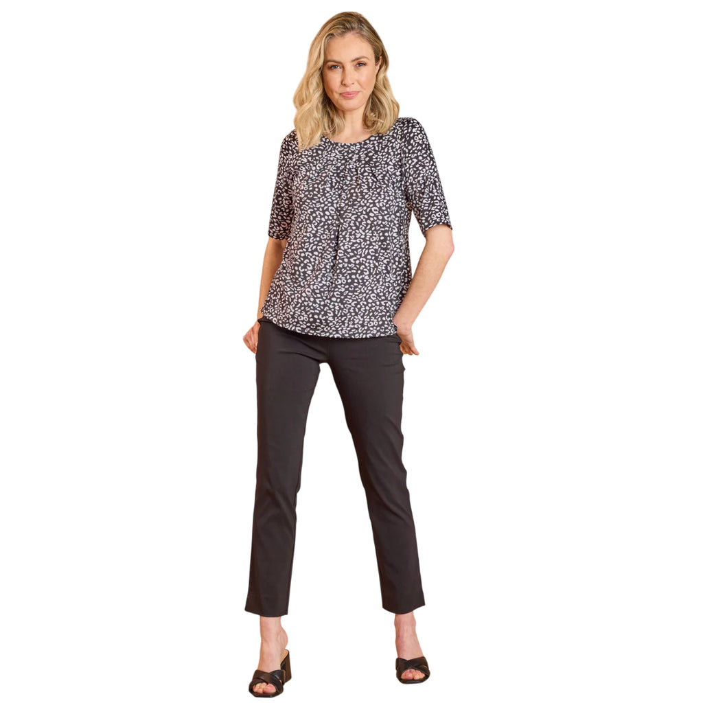 Emreco Pleated Neckline Blouse (Size 16) - Black_8226244_3