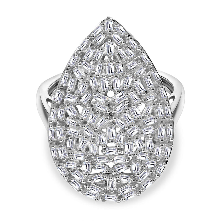 LUXURIANT 1 Ct. Lab Grown Diamond Cluster Ring in Rhodium Overlay Sterling Silver (SI-GH) 8226806 1