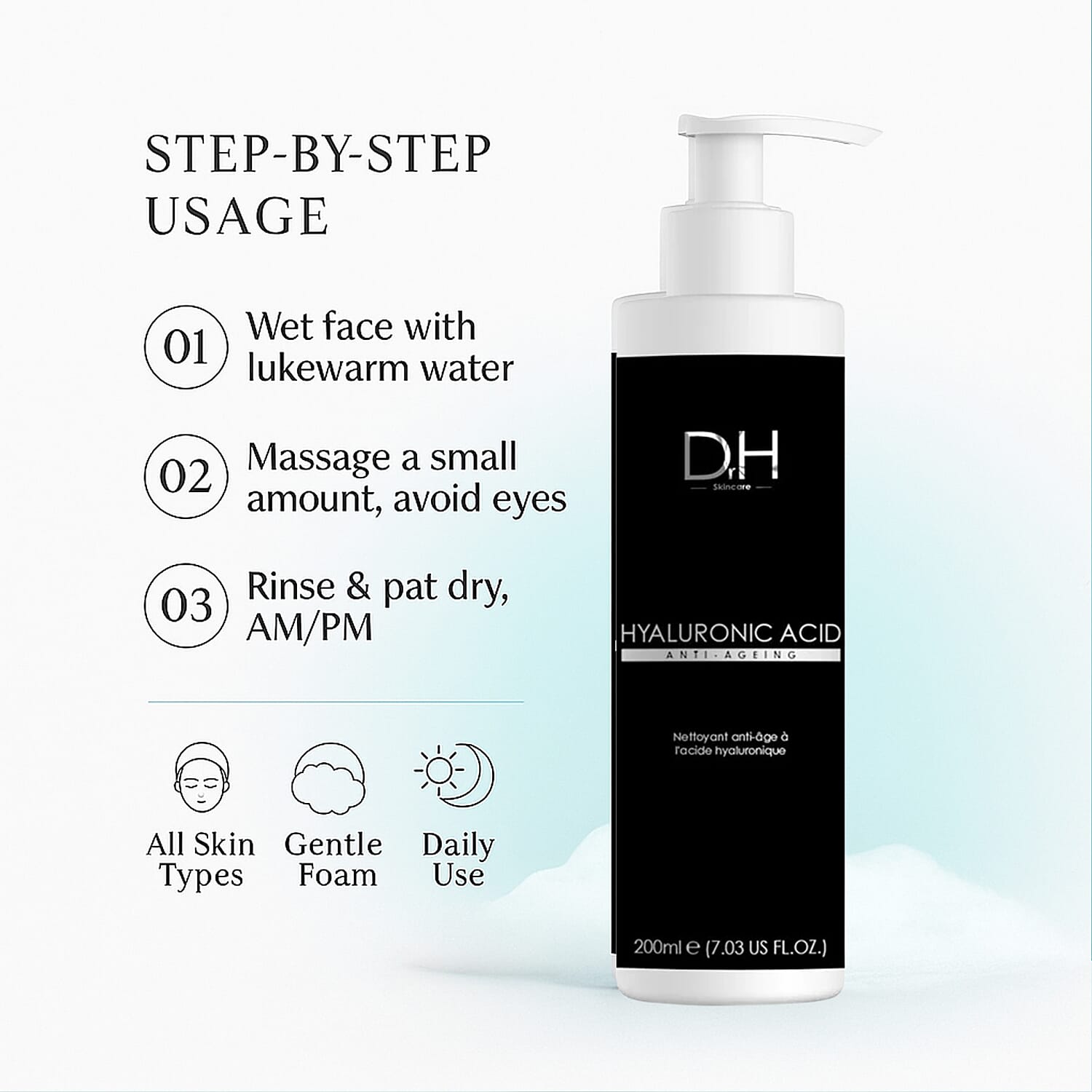 Dr H Foaming Gel Cleanser with Hyaluronic Acid - 200ml 8227120 3