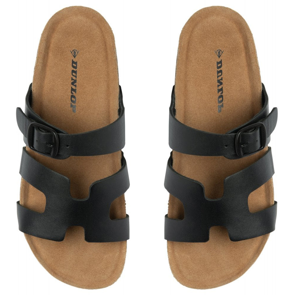 Dunlop Womens Hermy Open-Toe Cork Footbed Sandals with Adjustable Straps (Size 6) - Black V32527759 0