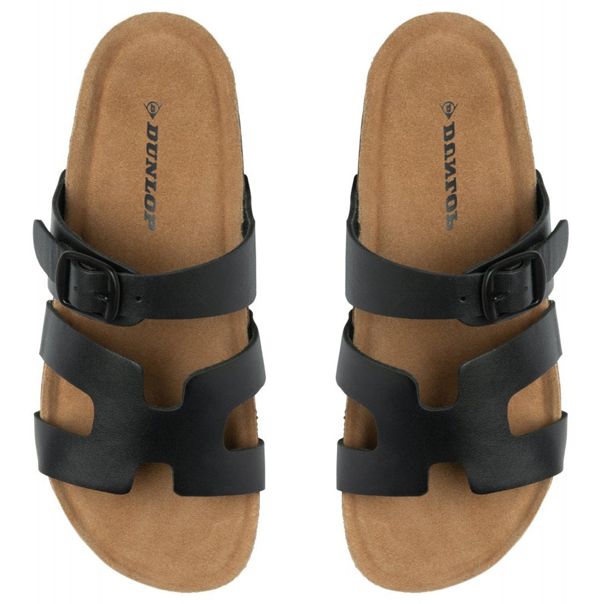 Dunlop Womens Hermy Open-Toe Cork Footbed Sandals with Adjustable Straps (Size 6) - Black V32527759 0