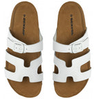 Dunlop Womens Hermy Open-Toe Cork Footbed Sandals with Adjustable Straps (Size 5) - White_8227222