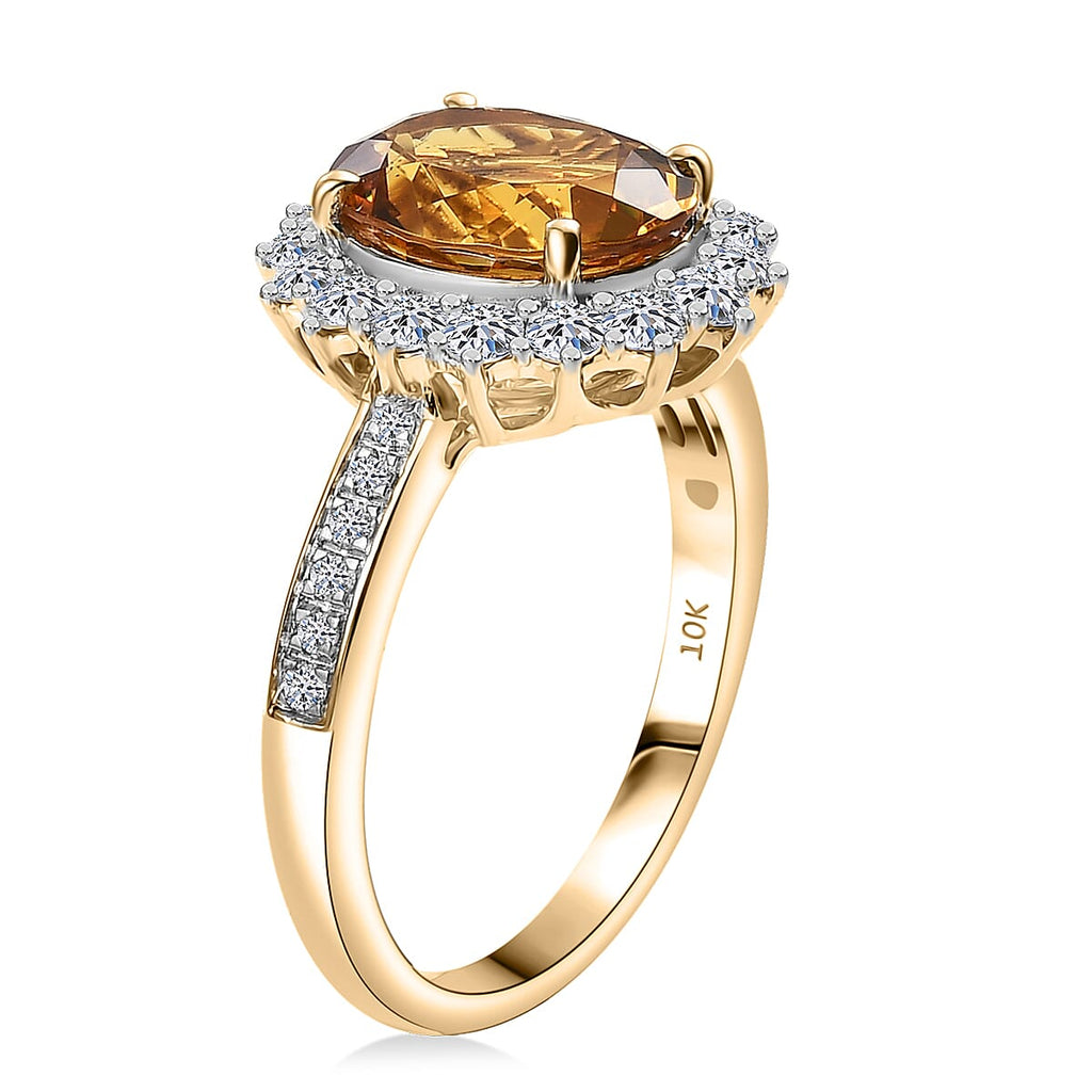 Luxuriant 10K Yellow Gold AAA Heliodor, Lab Grown Diamond GH, SI Main Stone With Side Stone Ring, Gold Wt.2.8 Gms  3.130  Ct._8227257_3