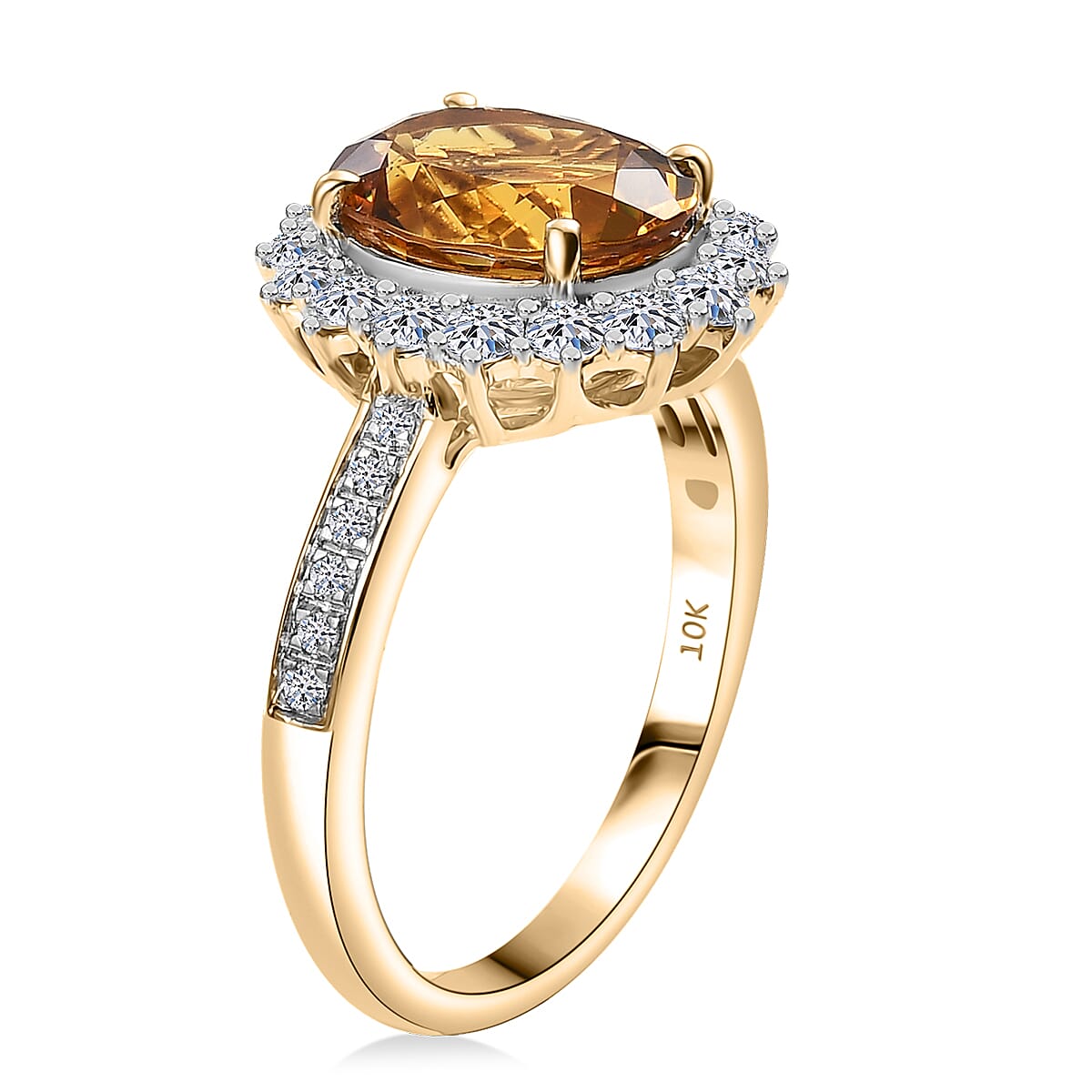 Certified and Appraised LUXURIANT AAA Heliodor, Lab Grown Diamond GH, SI Main Stone With Side Stone Ring in 10K Yellow Gold, Gold Wt.2.8 Gms 3.130 Ct. 8227257 3