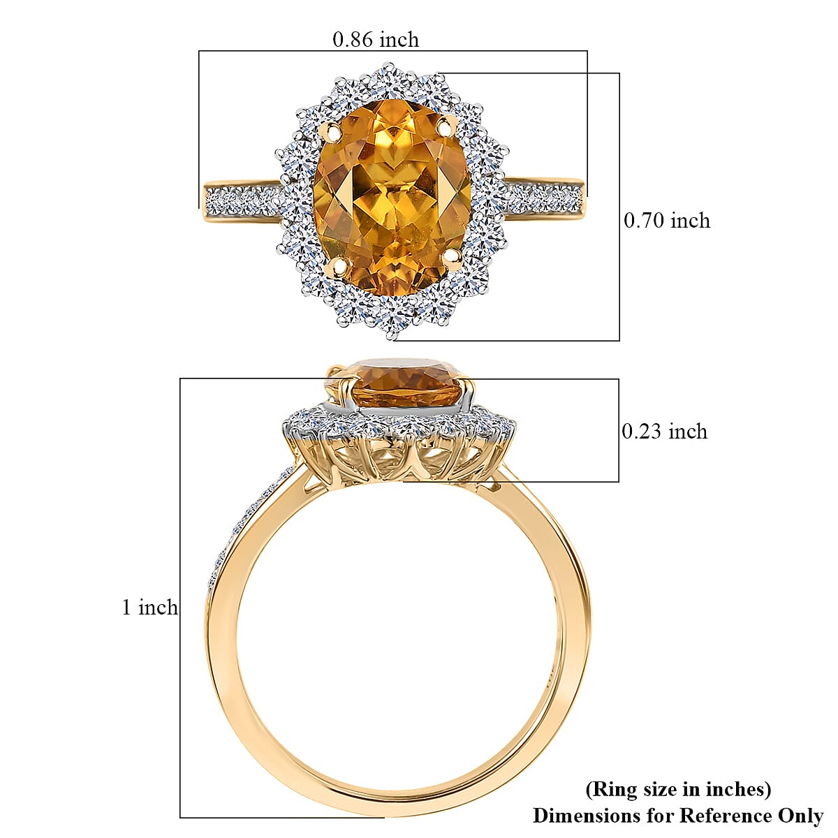 Certified and Appraised LUXURIANT AAA Heliodor, Lab Grown Diamond GH, SI Main Stone With Side Stone Ring in 10K Yellow Gold, Gold Wt.2.8 Gms 3.130 Ct. 8227257 5