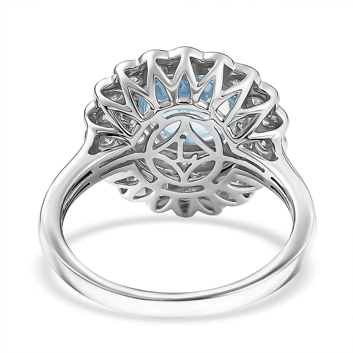Certified and Appraised LUXURIANT AAA Aquamarine, Lab Grown Diamond GH, SI Main Stone With Side Stone Ring in 10K White Gold, Gold Wt.3.35 Gms 2.820 Ct. 8227359 4