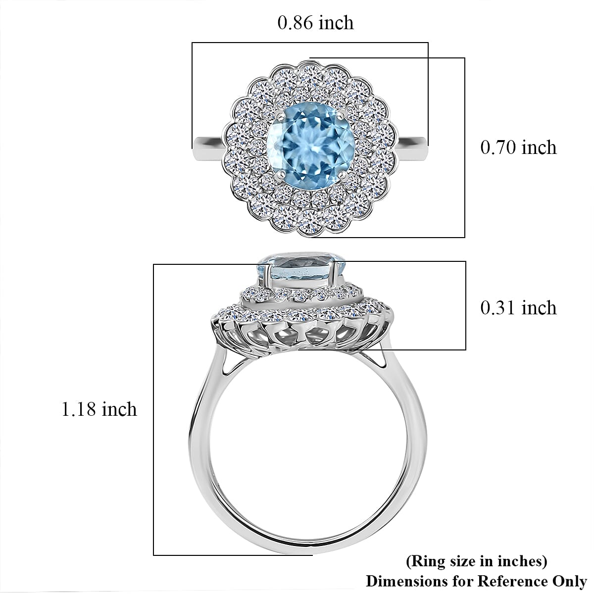 Certified and Appraised LUXURIANT AAA Aquamarine, Lab Grown Diamond GH, SI Main Stone With Side Stone Ring in 10K White Gold, Gold Wt.3.35 Gms 2.820 Ct. 8227359 5