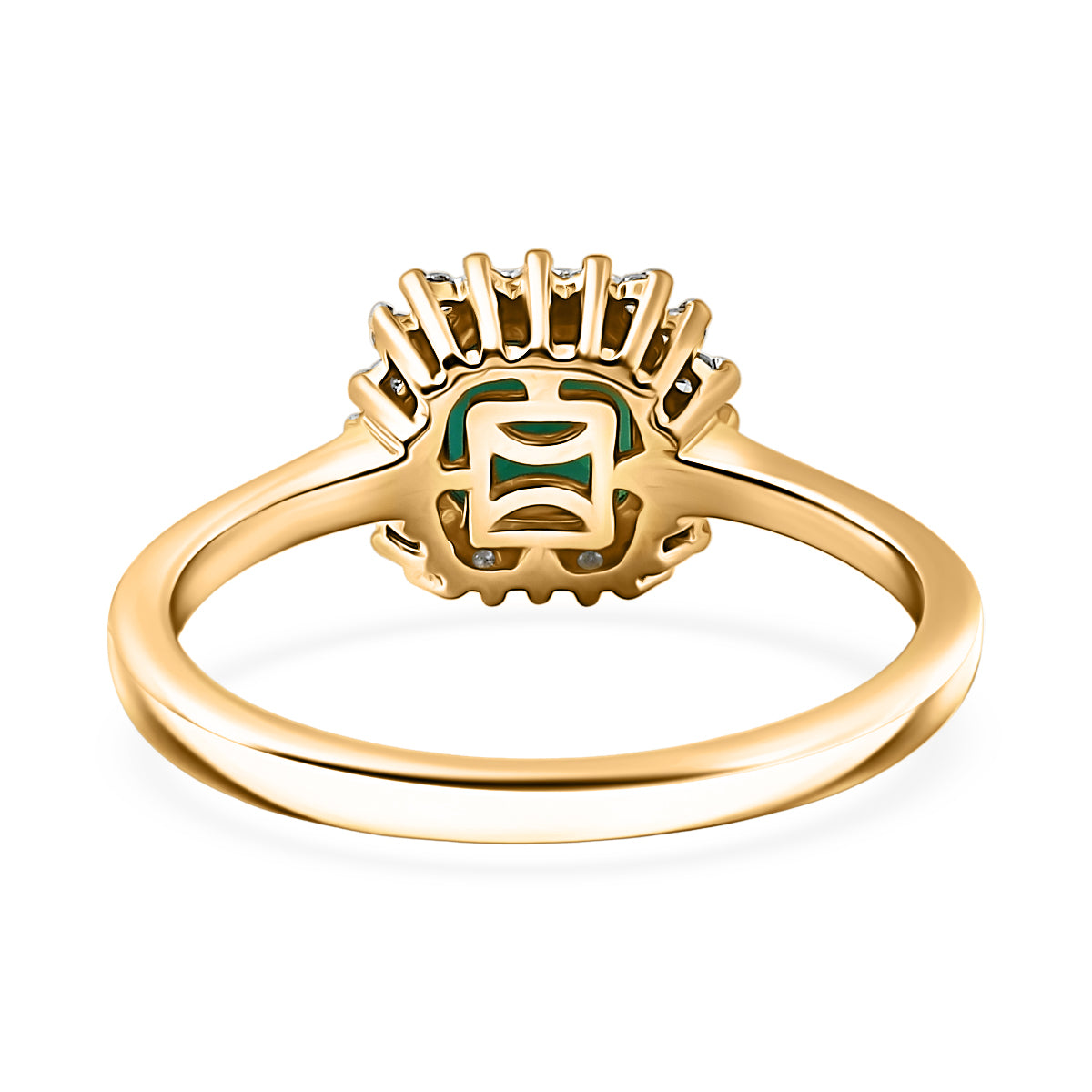 LUXURIANT Lab Grown Emerald, Diamond Halo Ring in 18K Vermeil Yellow Gold Over Sterling Silver 1.16 Ct. (SI-GH) V32566833 5