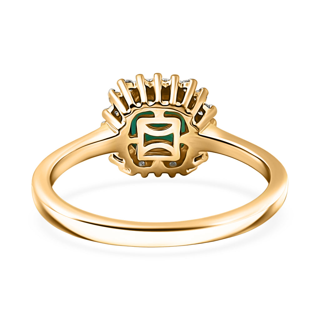 Luxuriant - Lab Grown Zambian  Emerald & Lab Grown Diamond (SI/GH)  Ring in 18K Vermeil Yellow Gold Plated Sterling Silver 1.16 Ct._8227775_4