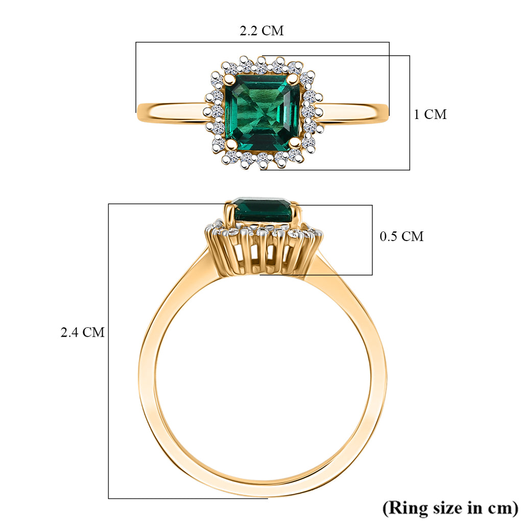 Luxuriant - Lab Grown Zambian  Emerald & Lab Grown Diamond (SI/GH)  Ring in 18K Vermeil Yellow Gold Plated Sterling Silver 1.16 Ct._8227775_5