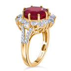 D'Joy - First Time Ever Octillion Cut African Ruby & White Zircon Floral Halo Ring in 18K Vermeil Yellow Gold Plated Sterling Silver 8.80 Ct._8228071_3