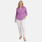Charlotte West 100% Cotton Printed 3/4 Sleeve Blouse With Side Vent (Size 14) - Pink_8228357
