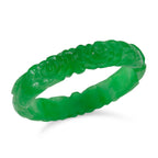 Limited Edition Rose Carved Green Jadeite Jade Bangle (Size 7.5) 300.00 Ct._8228463