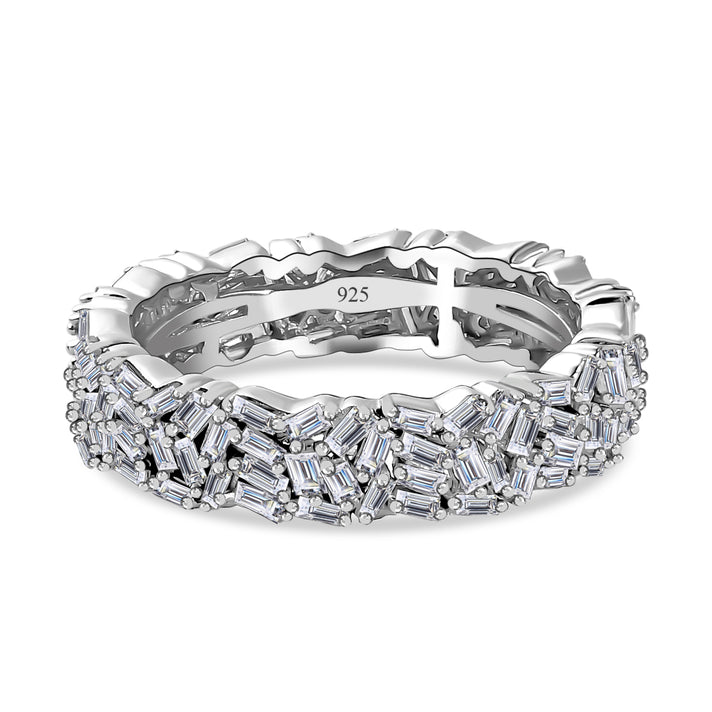 LUXURIANT 1 Ct. Lab Grown Diamond Firecracker Ring in Rhodium Overlay Sterling Silver (SI-GH) 8228668 1