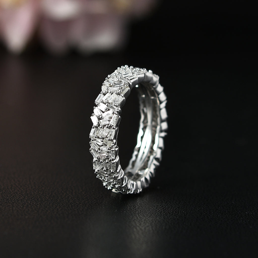 Luxuriant Lab Grown Diamond Band (SI/GH) Ring in Rhodium Overlay Sterling Silver 1.00 Ct._8228668_1
