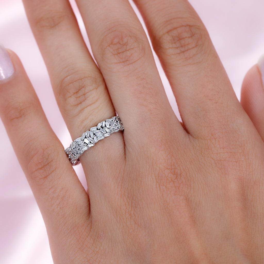 Luxuriant Lab Grown Diamond Band (SI/GH) Ring in Rhodium Overlay Sterling Silver 1.00 Ct._8228668_2