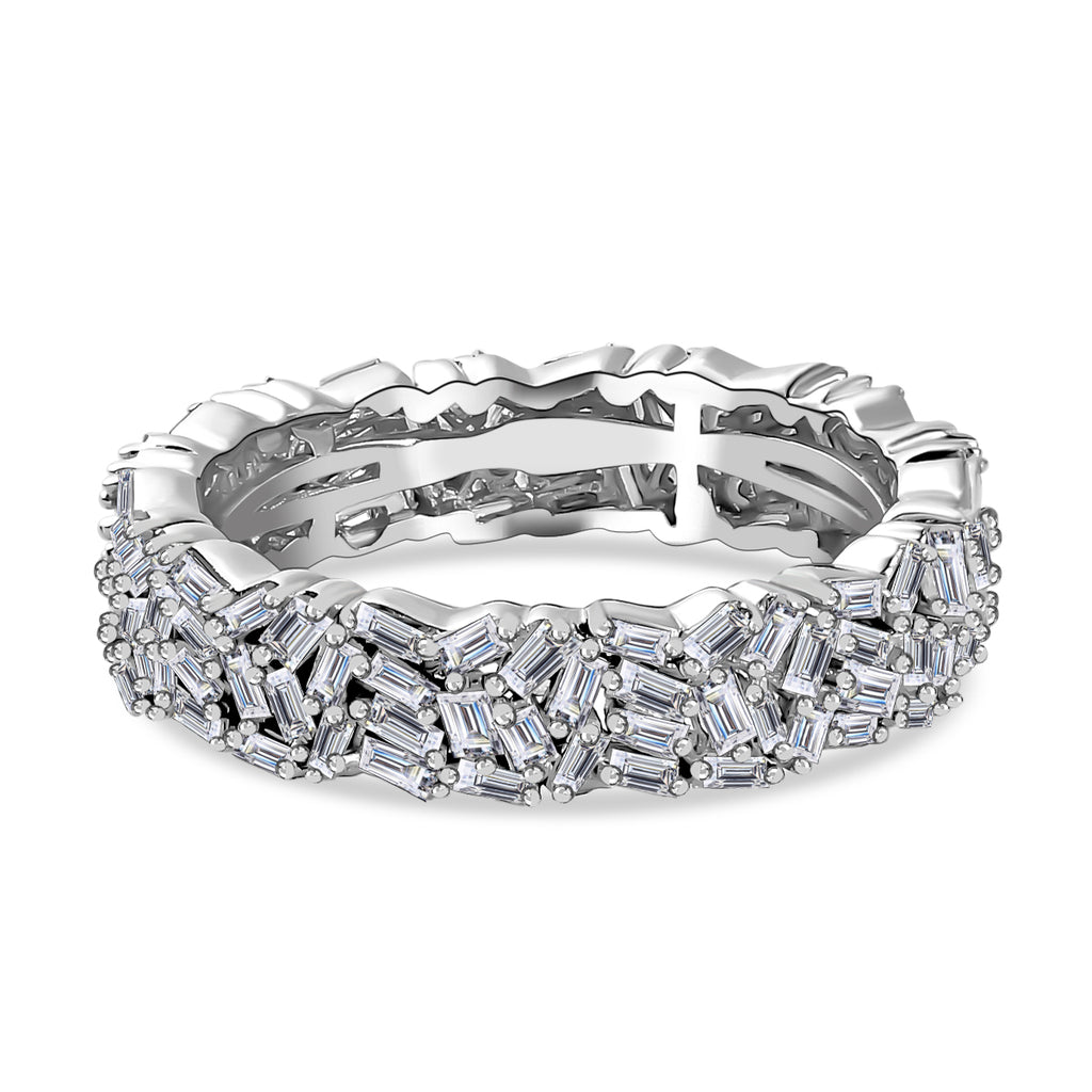 Luxuriant Lab Grown Diamond Band (SI/GH) Ring in Rhodium Overlay Sterling Silver 1.00 Ct._8228668_4