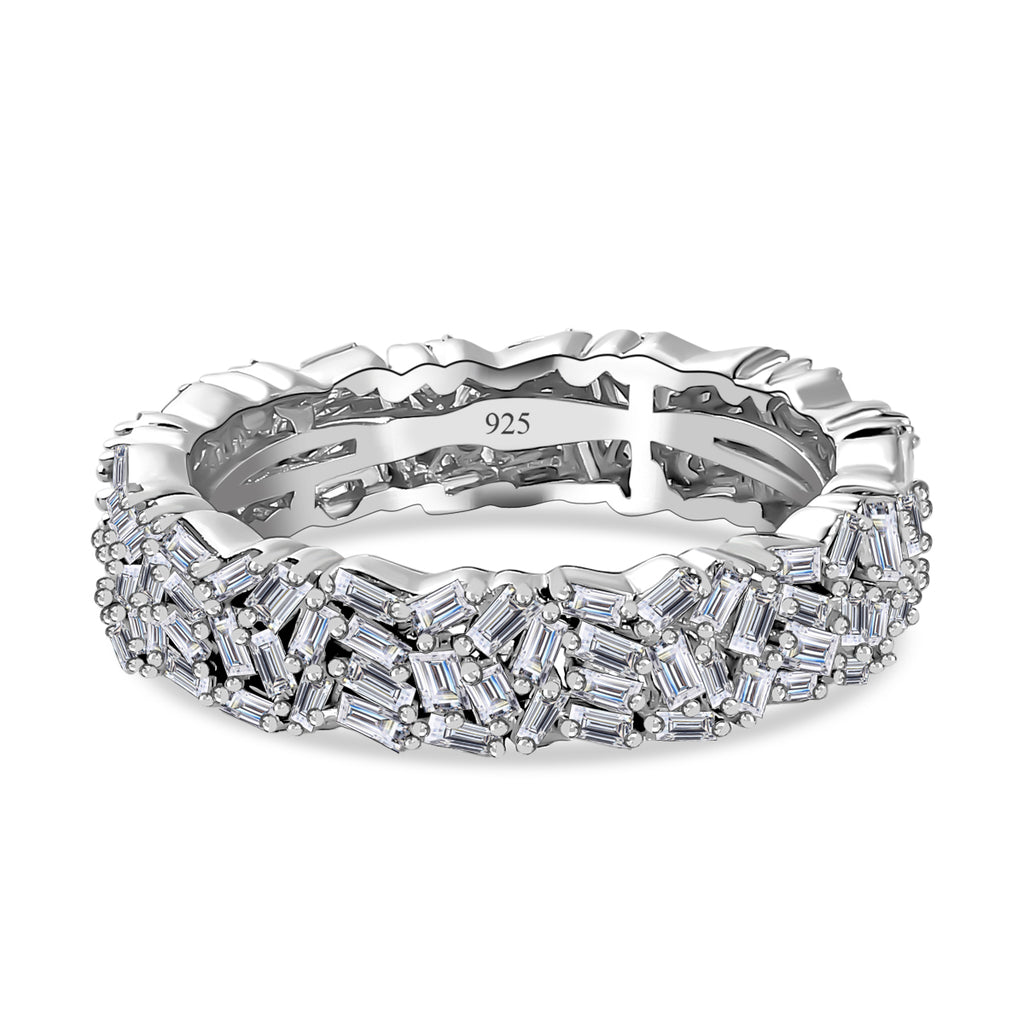 Luxuriant Lab Grown Diamond Band (SI/GH) Ring in Rhodium Overlay Sterling Silver 1.00 Ct._8228669