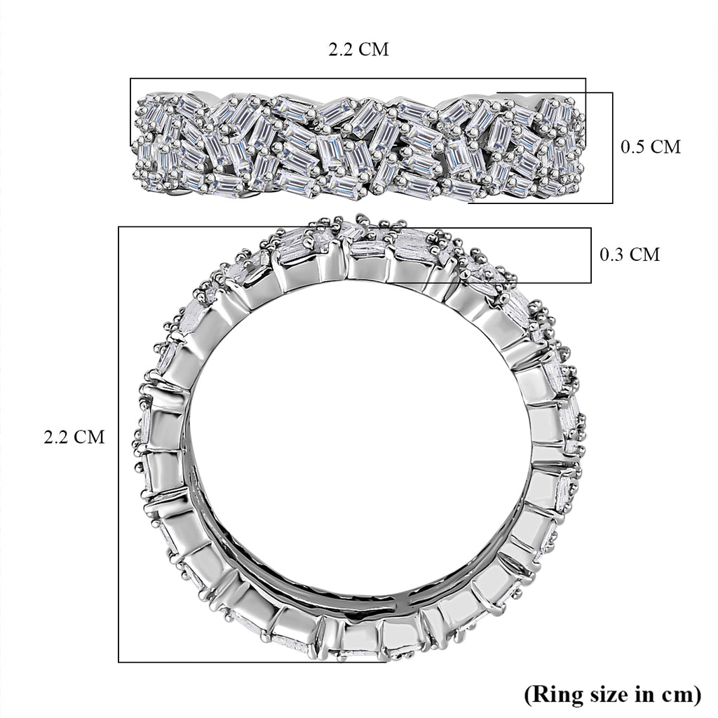 Luxuriant Lab Grown Diamond Band (SI/GH) Ring in Rhodium Overlay Sterling Silver 1.00 Ct._8228669_5