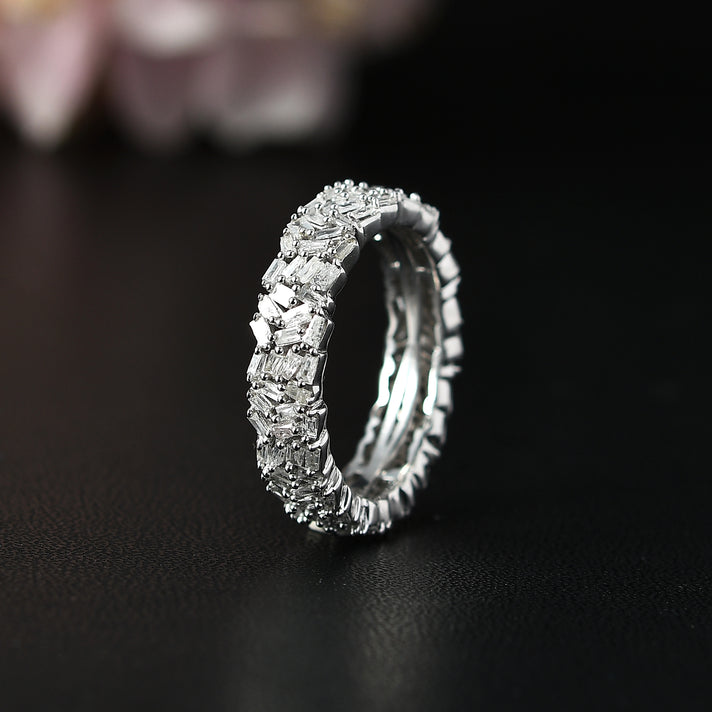 LUXURIANT 1 Ct. Lab Grown Diamond Firecracker Ring in Rhodium Overlay Sterling Silver (SI-GH) 8228680 2