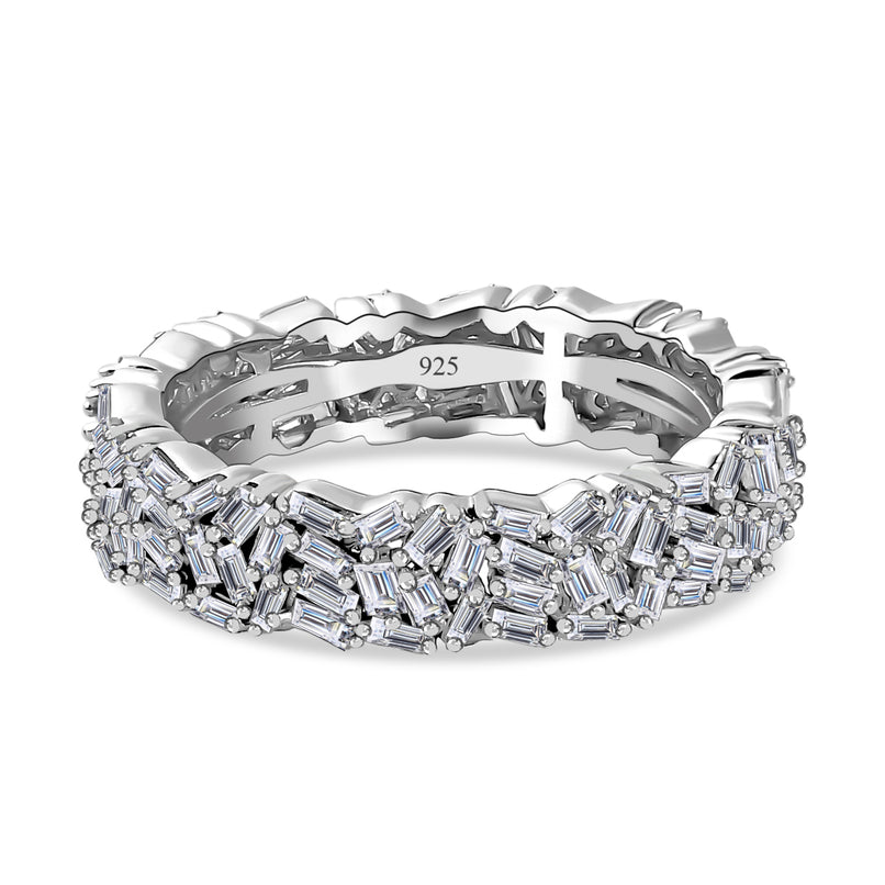 Luxuriant Lab Grown Diamond Band (SI/GH) Ring in Rhodium Overlay Sterling Silver 1.00 Ct._8228681