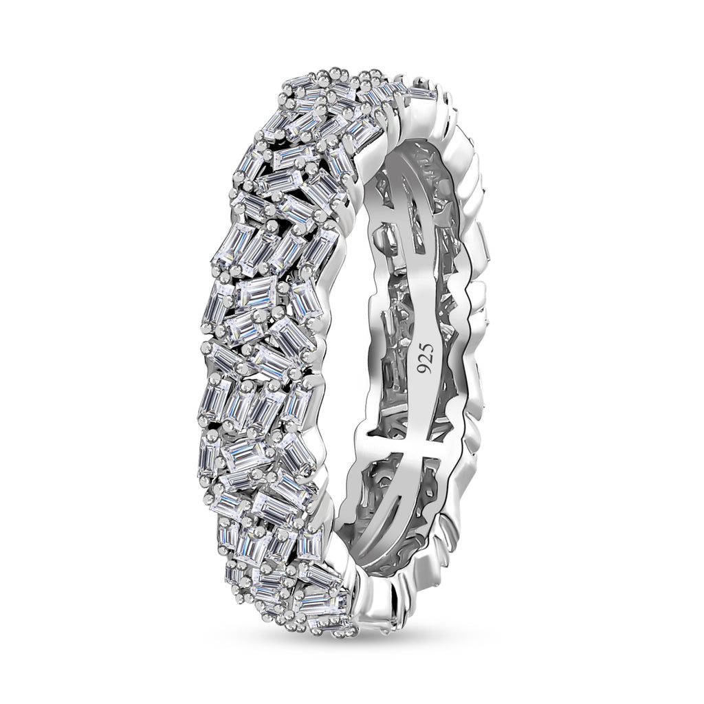 Luxuriant Lab Grown Diamond Band (SI/GH) Ring in Rhodium Overlay Sterling Silver 1.00 Ct._8228681_3