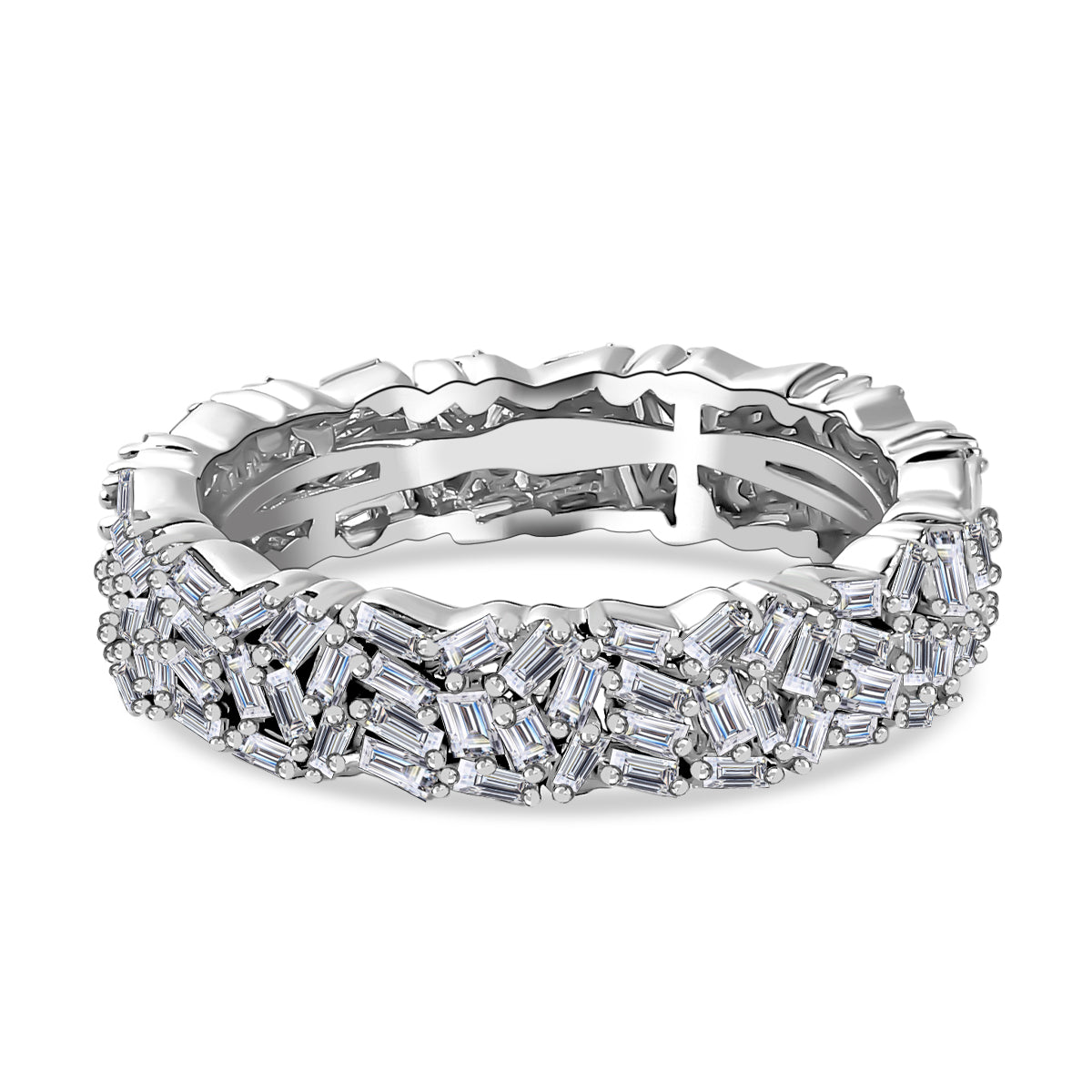 Luxuriant Lab Grown Diamond Band (SI/GH) Ring in Rhodium Overlay Sterling Silver 1.00 Ct. V32687297 5