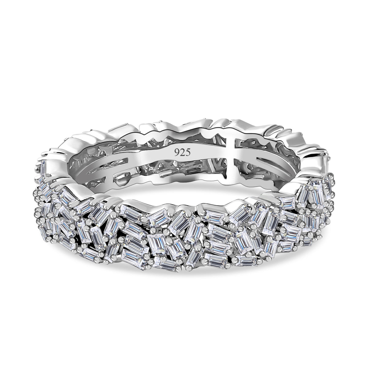 Luxuriant Lab Grown Diamond Band (SI/GH) Ring in Rhodium Overlay Sterling Silver 1.00 Ct. V32697751 0
