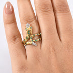 D'Joy - Zambian Emerald Snake Ring in Yellow Gold Plating Sterling Silver_8229413_2