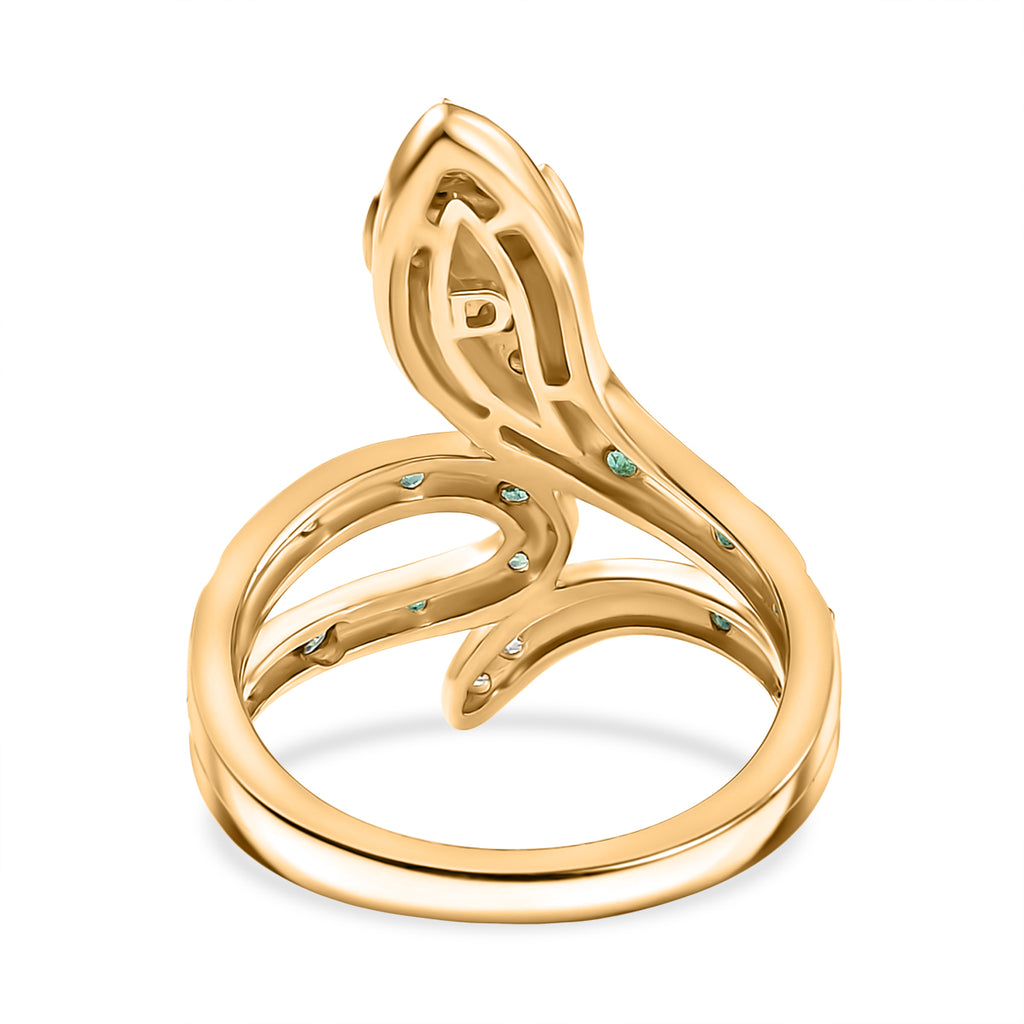 D'Joy - Zambian Emerald Snake Ring in Yellow Gold Plating Sterling Silver_8229413_4